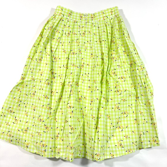 ModCloth Imagine the Possibilities Skirt Green Check Floral - Picture 3 of 7